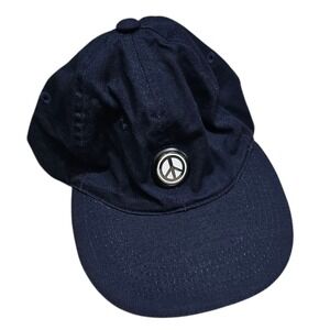 CMC Golf Hat Baseball Cap Adjustable Peace Sign Navy Blue‎ Cotton